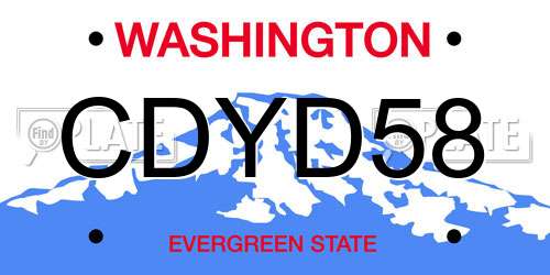 CDYD58 Washington License Plate