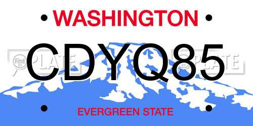 CDYQ85 Washington License Plate