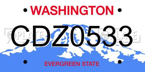 CDZ0533 Washington License Plate