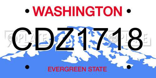 CDZ1718 Washington License Plate