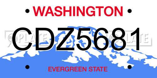CDZ5681 Washington License Plate