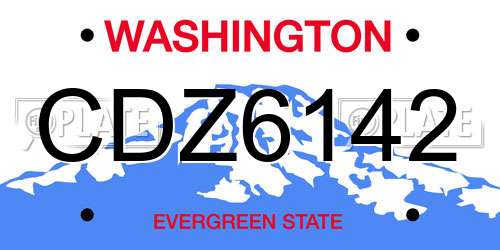 CDZ6142 Washington License Plate