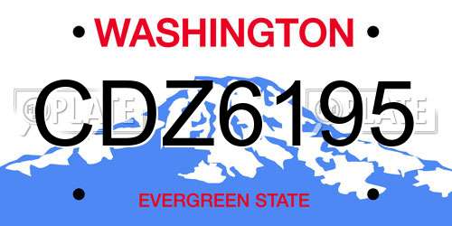 CDZ6195 Washington License Plate