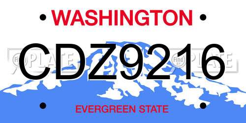 CDZ9216 Washington License Plate