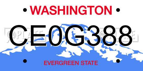 CE0G388 Washington License Plate