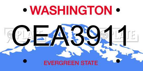 CEA3911 Washington License Plate