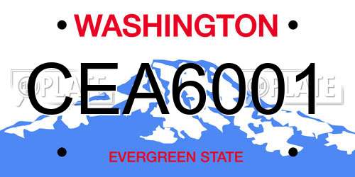CEA6001 Washington License Plate