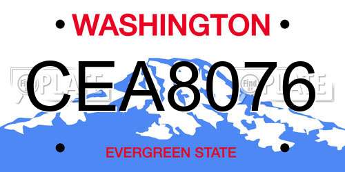 CEA8076 Washington License Plate