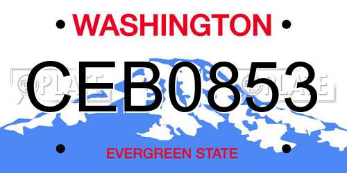 CEB0853 Washington License Plate