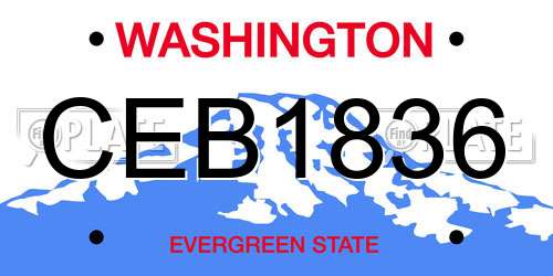 CEB1836 Washington License Plate