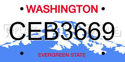 CEB3669 Washington License Plate