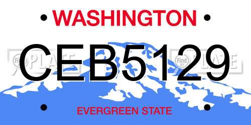 CEB5129 Washington License Plate