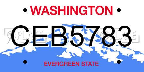 CEB5783 Washington License Plate