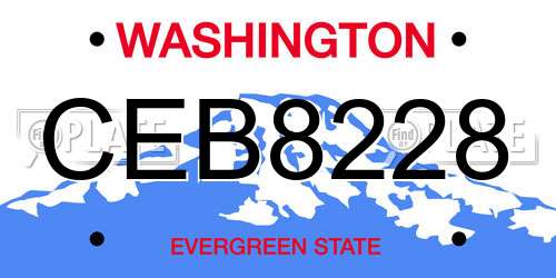 CEB8228 Washington License Plate