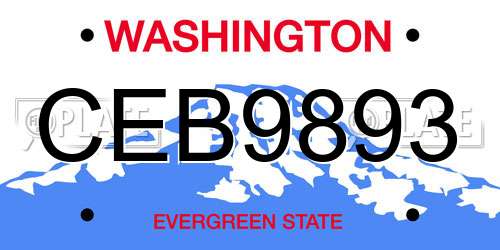 CEB9893 Washington License Plate