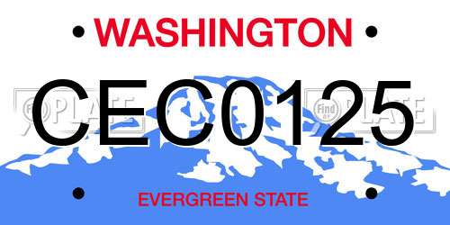 CEC0125 Washington License Plate