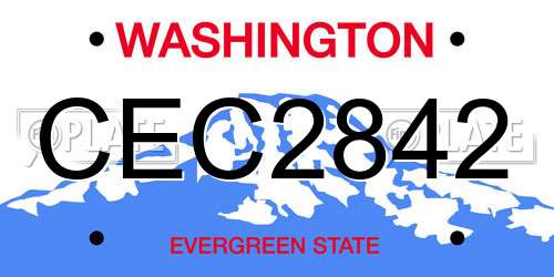 CEC2842 Washington License Plate