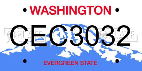 CEC3032 Washington License Plate
