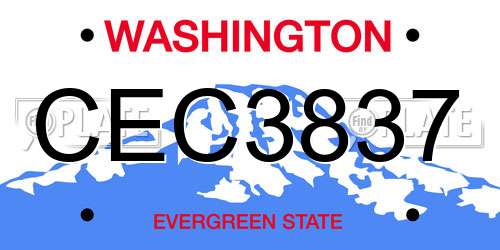 CEC3837 Washington License Plate