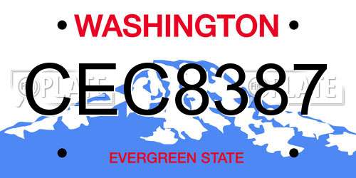 CEC8387 Washington License Plate