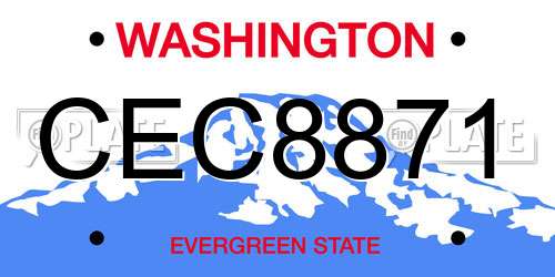 CEC8871 Washington License Plate