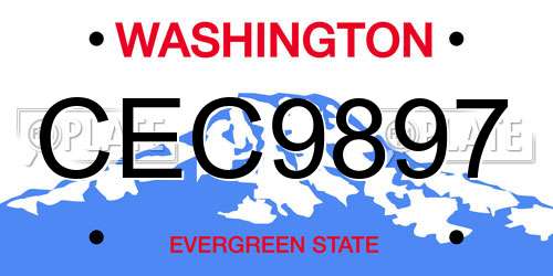 CEC9897 Washington License Plate