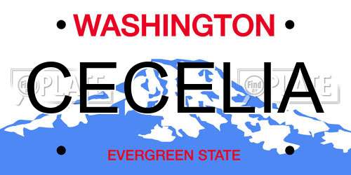 CECELIA Washington License Plate