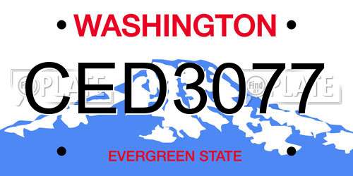 CED3077 Washington License Plate