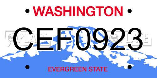 CEF0923 Washington License Plate