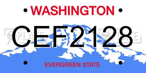 CEF2128 Washington License Plate