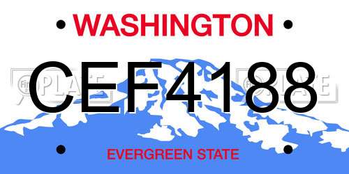 CEF4188 Washington License Plate