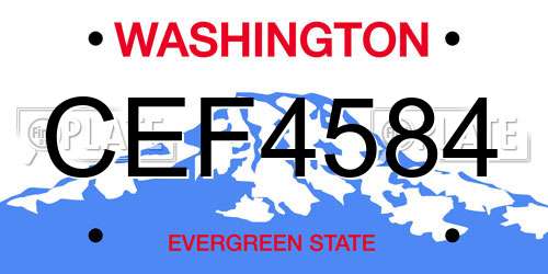 CEF4584 Washington License Plate