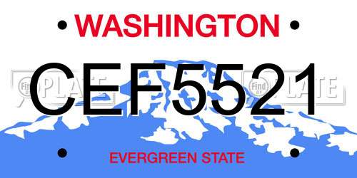 CEF5521 Washington License Plate
