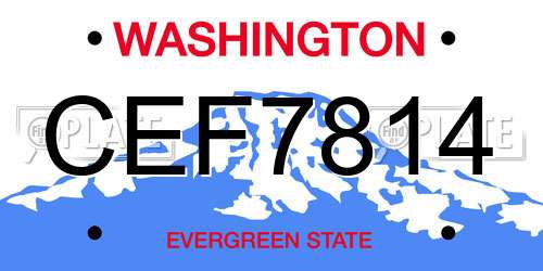 CEF7814 Washington License Plate