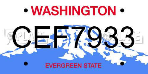 CEF7933 Washington License Plate