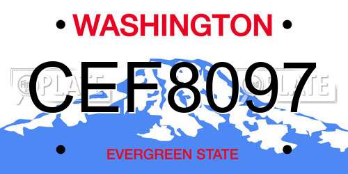 CEF8097 Washington License Plate