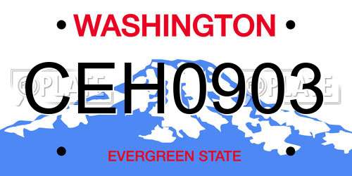 CEH0903 Washington License Plate