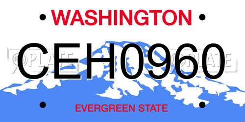 CEH0960 Washington License Plate