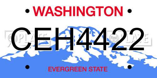 CEH4422 Washington License Plate