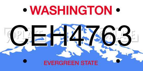 CEH4763 Washington License Plate