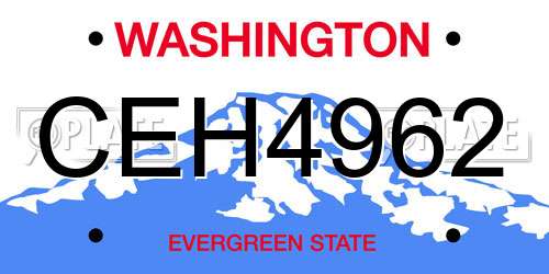 CEH4962 Washington License Plate