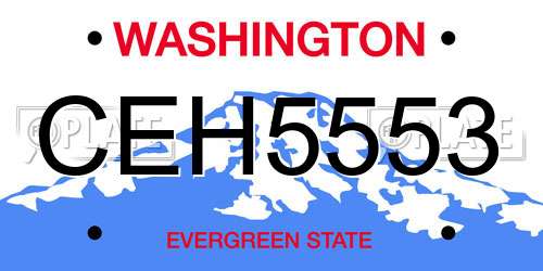 CEH5553 Washington License Plate