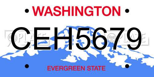 CEH5679 Washington License Plate
