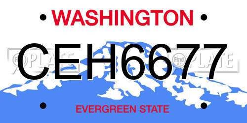 CEH6677 Washington License Plate