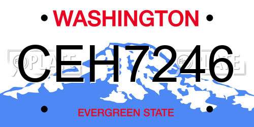 CEH7246 Washington License Plate