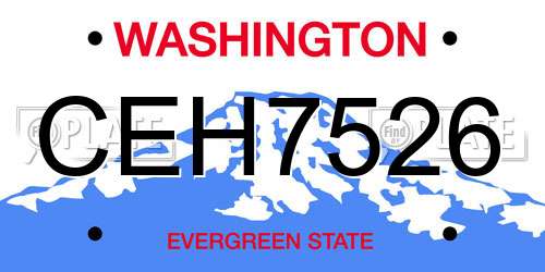 CEH7526 Washington License Plate