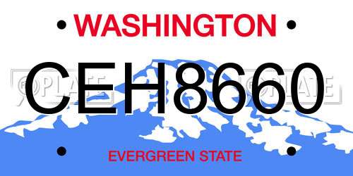 CEH8660 Washington License Plate