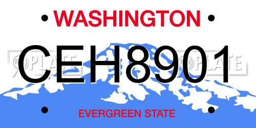 CEH8901 Washington License Plate