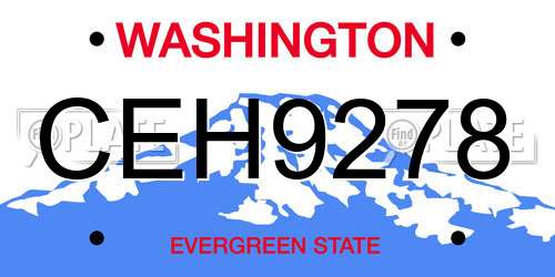 CEH9278 Washington License Plate