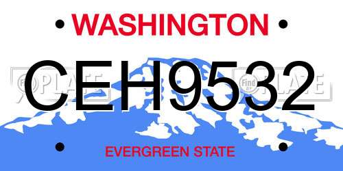 CEH9532 Washington License Plate